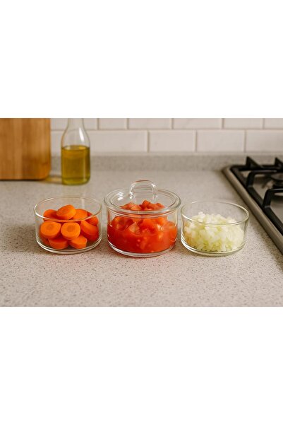 isra kristal Glass Storage Container 3-Tier Set - Kitchen Interior Organizer - Food Storage Jar