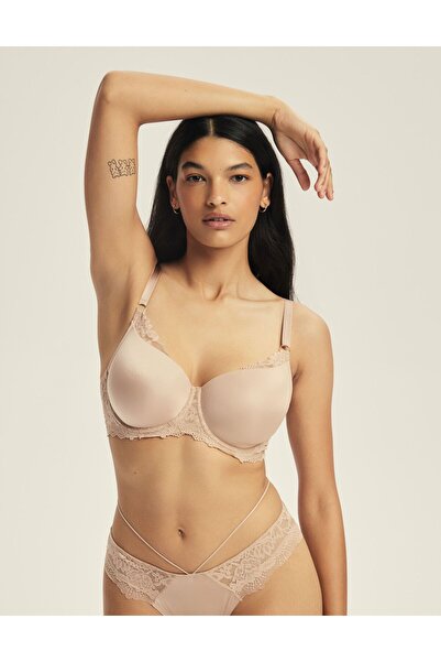 ESOTIQ Lightly Padded Bra Underwired Smooth Cups with Lace Details Comfortable & Sexy | Notty