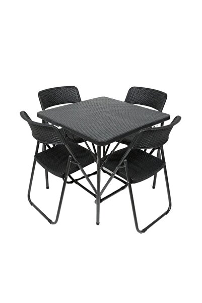 DacEnergy Set mobilier gradina , o masa patrata si 4 scaune, din polipropilen...