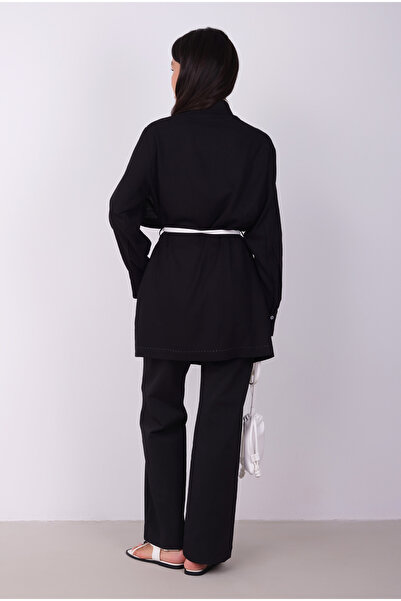 HEQA Geniş Parçalı Tasarım Gömlek Siyah