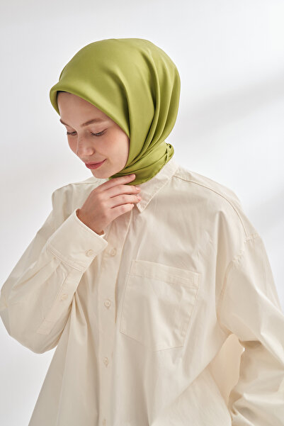 ARMANDA Premium Twill Silk Scarf - Oil Green
