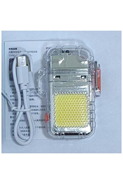 Flippy Keychain Lighter Flashlight, Waterproof, 3 Modes, 300mAh, USB-C, COB, 50-100m, Silver