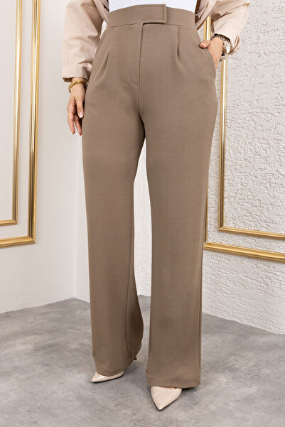 Tesettür Dünyası Κλείσιμο με Velcro Ψηλόμεσο παντελόνι palazzo TSD250204 Βιζόν