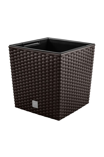 JollyMag Flower pot, Prosperplast, Rato Low, square, rattan imitation, brown,...
