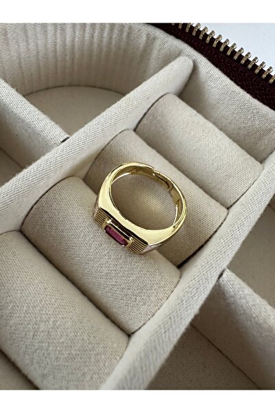 ringbox Fuchsia Stone Striped Pinky Ring