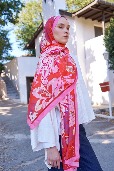 ED Scarf Inspired Fierra Pattern Shawl - Pink