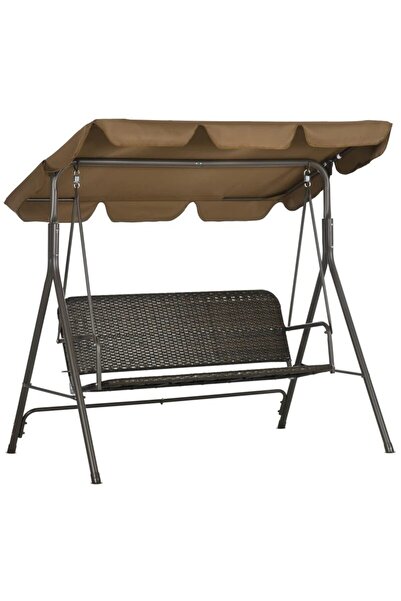 JollyMag Balansoar gradina, maro si negru, 167x112x153 cm, ratan sintetic, max 240 kg, Terranova