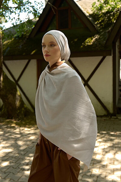 ED Scarf Welness Monogram Desen Şal - Bej