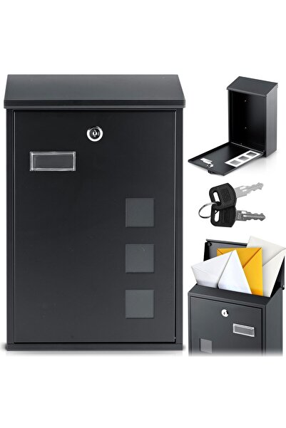 ideal STORE Premium Mailbox idealSTORE Galvanized Steel 39.5x25.5x12 cm, Anthracite Black