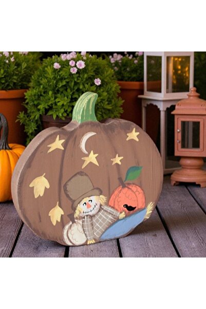 Decoratiuni Vintage Casa Retro Decoratiune Dovleac din lemn de brad, pictata ...