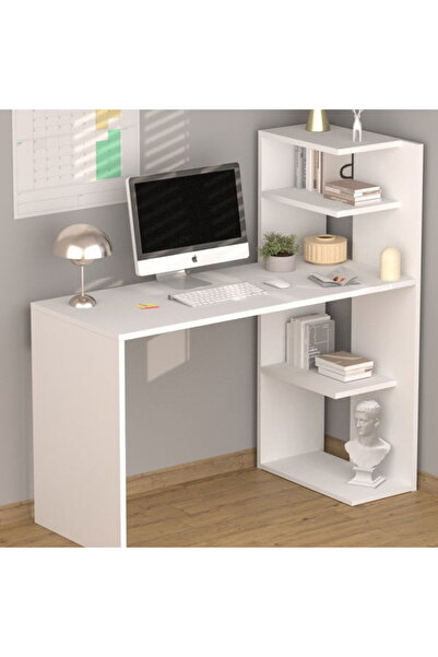 Eco Room Raflı Çalışma Masası - Beyaz - 110x45x102 cm