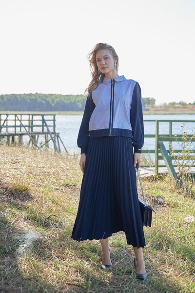 Moodbasic ÇİZGİLİ TAŞLI ETEKLİ TAKIM