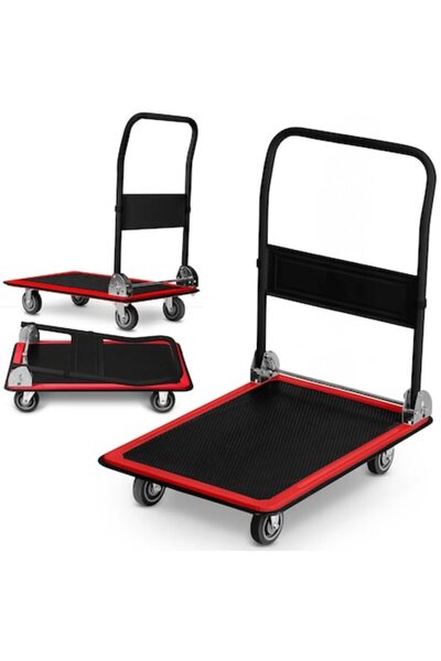 ideal STORE Carucior Platforma idealSTORE, Sarcia Maxima 300Kg, Platforma din Otel, Strat Antiderapant, Maner Er