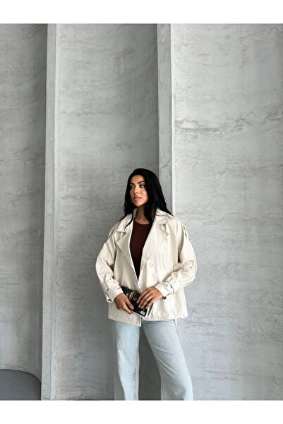 ZF BUTİK Crop-Trenchcoat mit Schultermanschetten