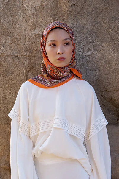 ED Scarf Glaze Endles Desen Eşarp - Turuncu
