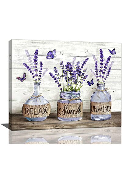 Emoda home Trove لوحة فنية جدارية للحمام باللون الخزامي الريفي - ديكور قماشي ...