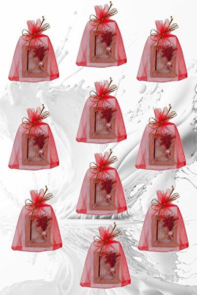 Nadom 2'li Gelin Nedime Hediyelik Sabun Kese Kırmızı Tül Konseptli Misafir Ha...