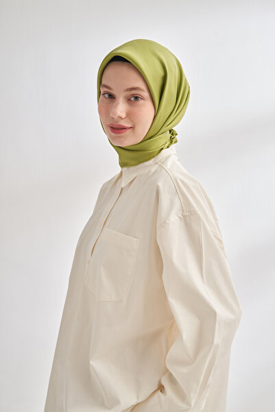 ARMANDA Premium Twill Silk Scarf - Oil Green