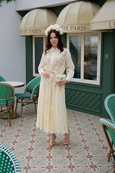 Moodbasic ÖRGÜ DETAYLI İŞLEME CUPRA GÖMLEK