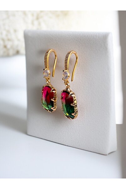 FAYRA ACCESSORIES Kristal Taşlı Altın Kaplama Küpe