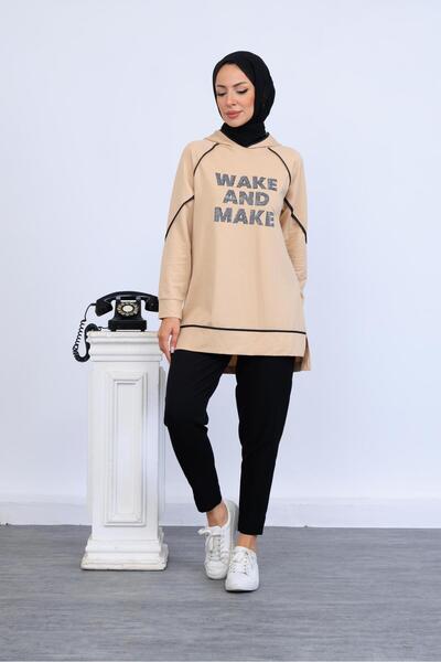 Mymood BİYE DETAYLI YAZILI SWEATSHIRT