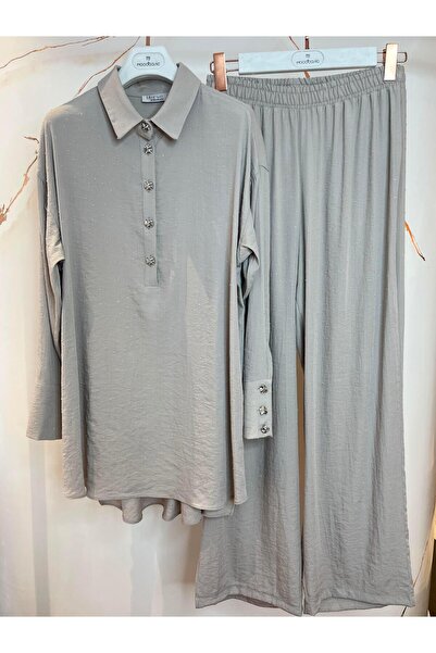 Moodbasic ŞEFFAF TAŞLI CUPRA KETEN TAKIM