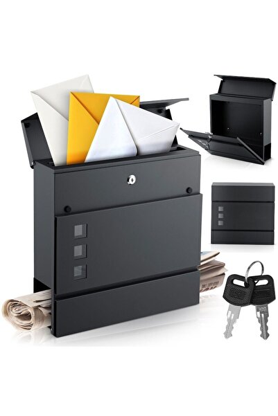 ideal STORE Premium Mailbox idealSTORE Galvanized Steel, 37 x 37 x 10.5 cm, Anthracite Black