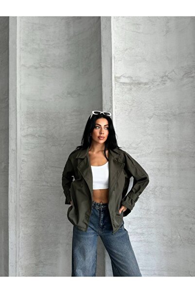 ZF BUTİK Crop-Trenchcoat mit Schultermanschetten