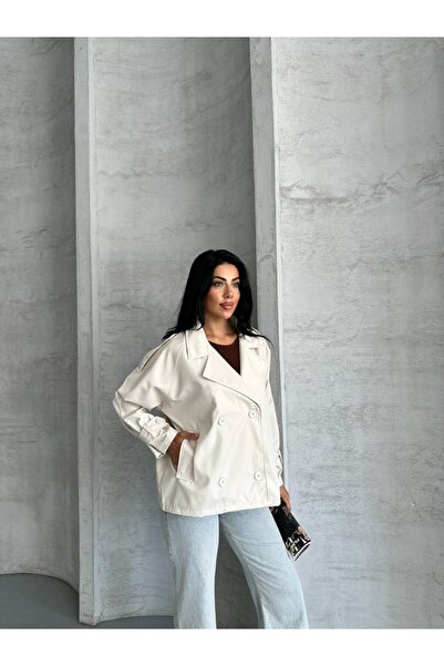 ZF BUTİK Crop-Trenchcoat mit Schultermanschetten