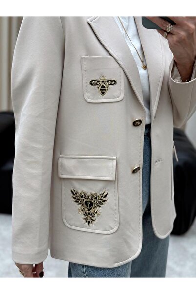 NEWCO Women's New Season Arma Detail Blazer Jacket Suitable for Stylish Sports Classic Clothing