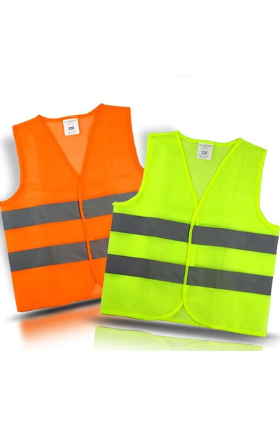 BOLTER Reflective Fluorescent Motorcycle Scooter Worker Warning Vest Standard Size Yellow 2 Pieces