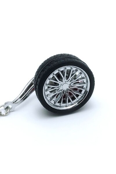 JollyMag Breloc metalic anticoroziv, model roata auto, Argintiu