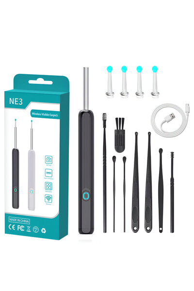 NEO Aparat pentru Curatat Urechile Wireless, Camera Full HD, 1296P, Otoscop, Set 12 Instrumente de Indep