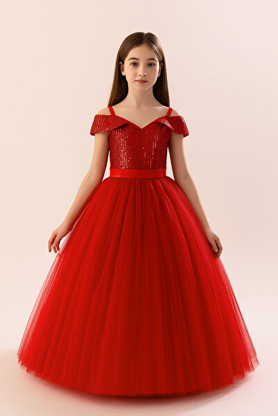 LilyMoon Kız Çocuk Payetli Abiye Elbise – Tül Prenses Model - Özel Gün Elbisesi