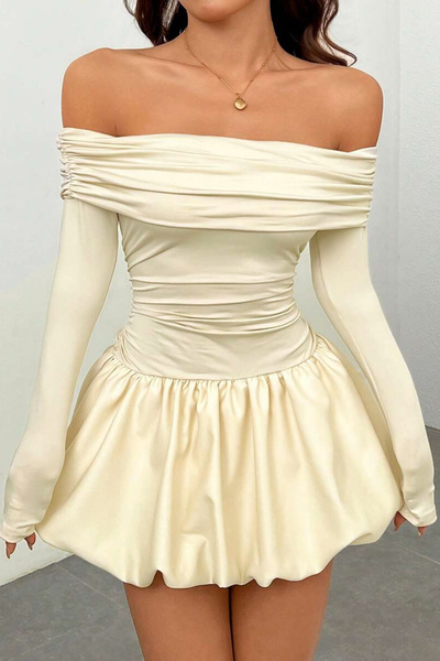 JE-TU Madonna Yaka Balon Etek Mini Elbise JT9072