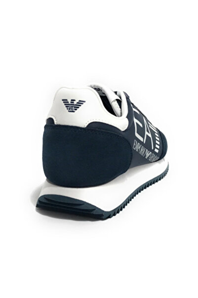 EA7 Unısex Kalın Rahat Taban Logo Desenli Süet Detaylı Lacivert-Beyaz Sneaker 7X000541 AF18609-MB198