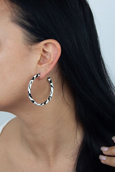 Liveyn Design Black and White Large Hoop Earrings
