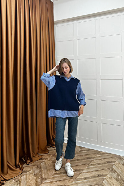 Stilife Трикотажна сорочка з светром, синя