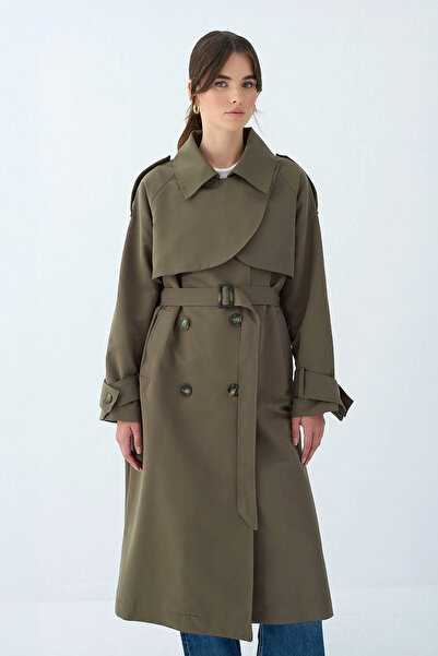 diesre معطف طويل بياقة جيب 5983 - كاكي داكن