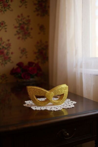 Cadde Süs Simli Eva Kalp Maske Gold 6 Adet