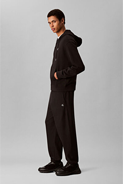 Calvin Klein Erkek Regular Fit Monogram Nakışlı Jogger Eşofman Altı - Siyah