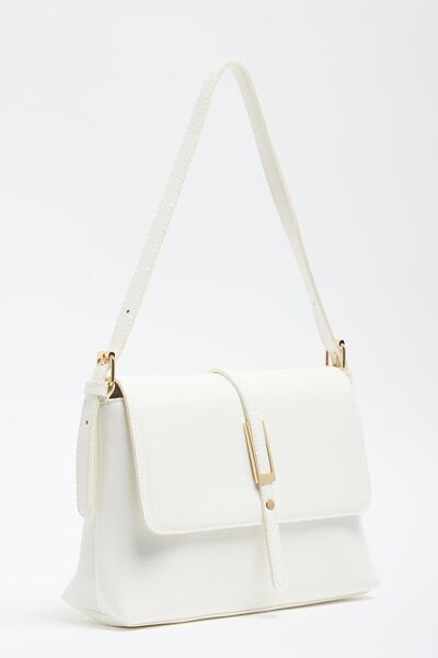 Çanta Trend Geantă de mână și de umăr pentru femei, albă, cu cataramă aurie