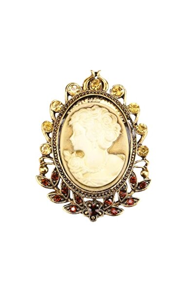 OEM Broșă Camee aurie Model 6 în Cutie de Bijuterii