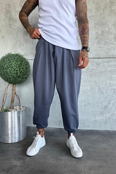 MADZEYMODA Men's Smoked Loose Pants with Elastic Waist and Legs, Lycra Harem Baggy Ke-7020