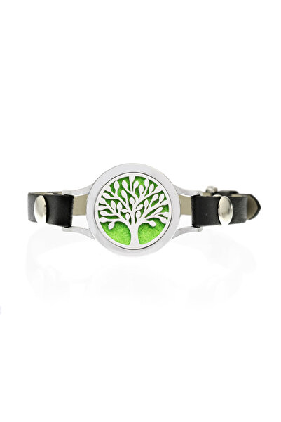 NEO Neo™ WJ426 Aromatherapy Bracelet, Tree Of Life Green Leaves, -friendly, zinc alloy and leather