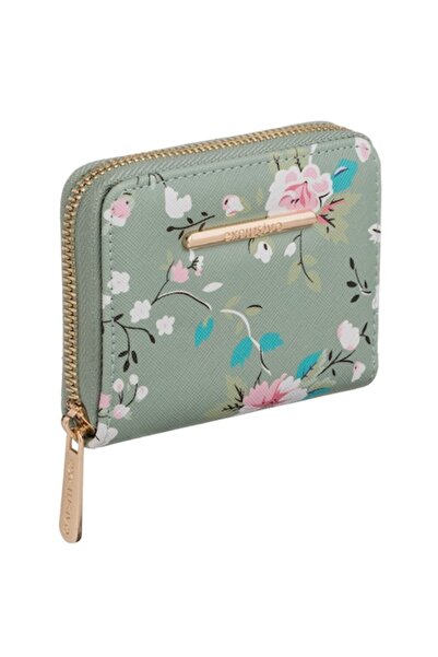 SHOPIENS Exclusivo Women's Wallet, Floral Print, Mint Green, 11x9x3 cm
