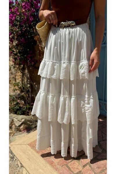 Butik Folded Pleated Skirt, Ecru Color