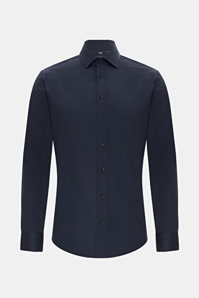 W Collection LACİVERT UZUN KOLLU GÖMLEK