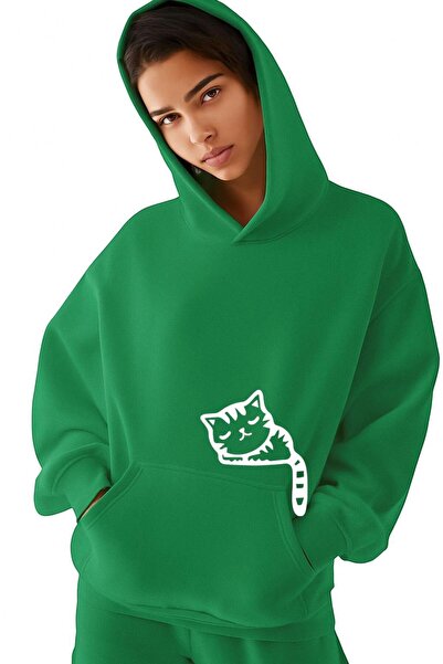 BENROMA 3 niti PE Pamučni džersej E mačka viseća unisex kapa Sa kapuljačom AT