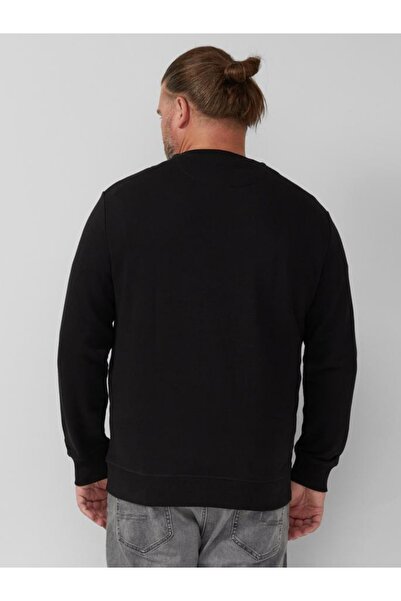 s.Oliver Big Sizes Men's big size blouse, with neckline at the base of the neck, logo, Black